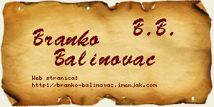 Branko Balinovac vizit kartica